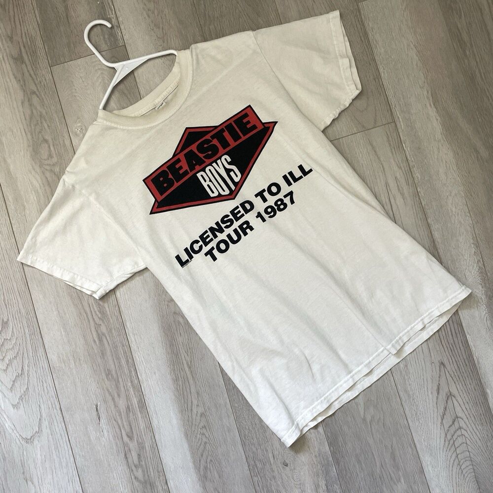 Beastie Boys Tshirt licensed to ill tour 1987 short sleeve mens White (small)